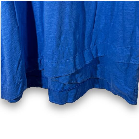 Fresh Produce Blue V Neck Coastal Cotton Top Relaxed Fit Casual Layered Hem 1X - Picture 7 of 11